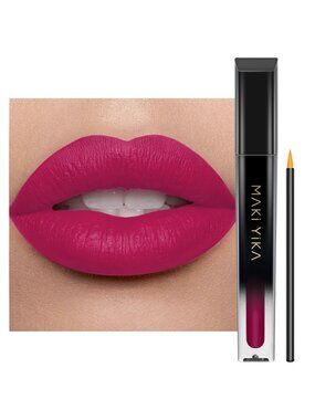Women Rose Pink Smudge Proof Long Lasting Gothic Plum Matte Liquid Lipstick
